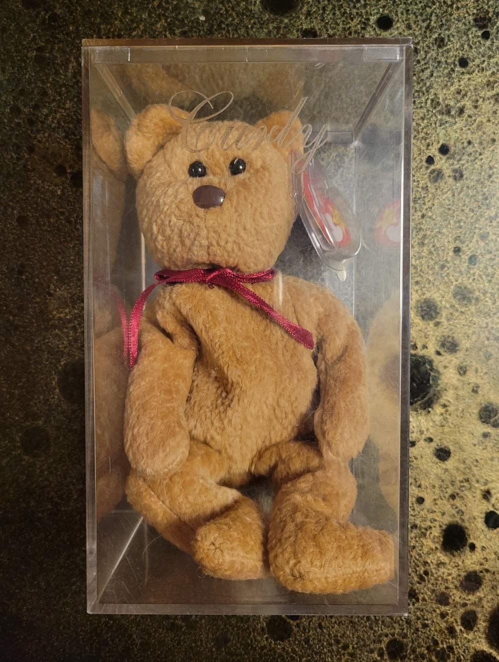 Ty Beanie Babies Curly With Tag Protector & Display CaseTag ERRORS